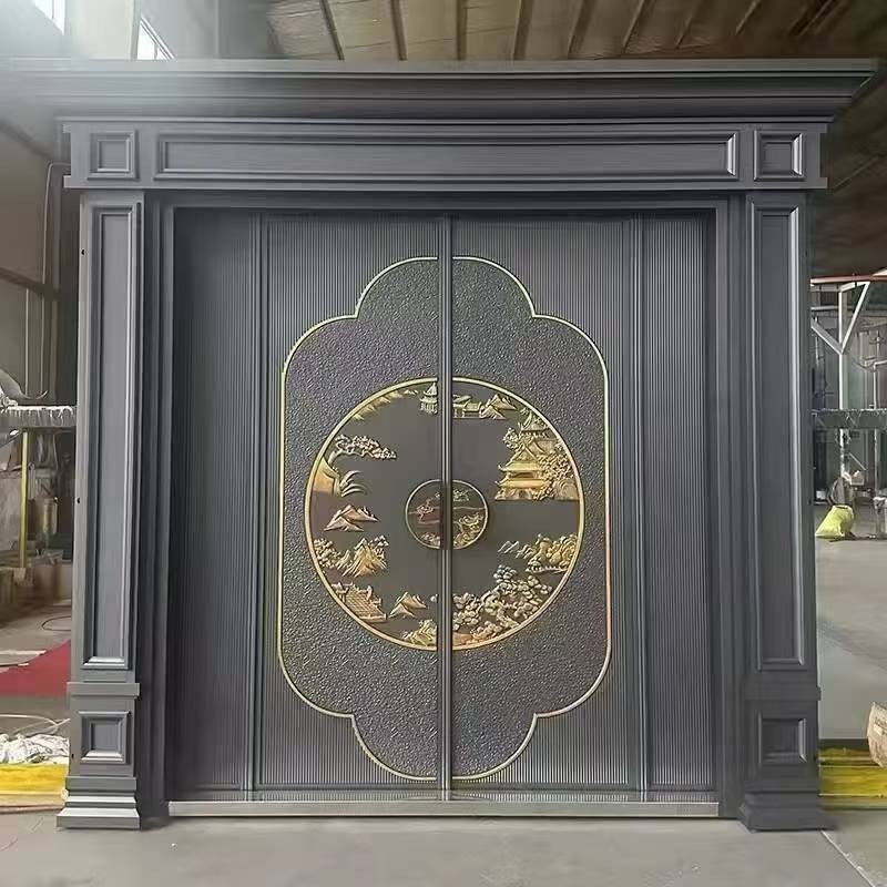 Rural self-built house imitation cast aluminum villa door entrance door zinc alloy double door anti-theft entrance door hall door