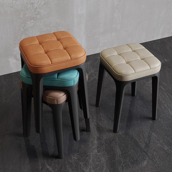 Stool household stackable dining stool modern simple living room soft bag square stool sedentary and comfortable spare eating high bench