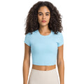 New spr ribbed high-stretch shaping workout yoga top - slim fit, figure-flattering, short sleeve activewear for women (ds371)