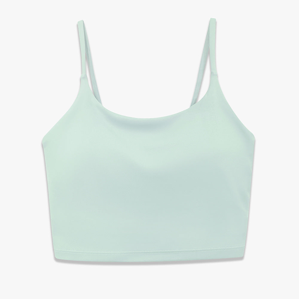 New solid color double-sided nylon semi-fixed cup training high-impact sports bra tight high-elastic fitness tank top for women