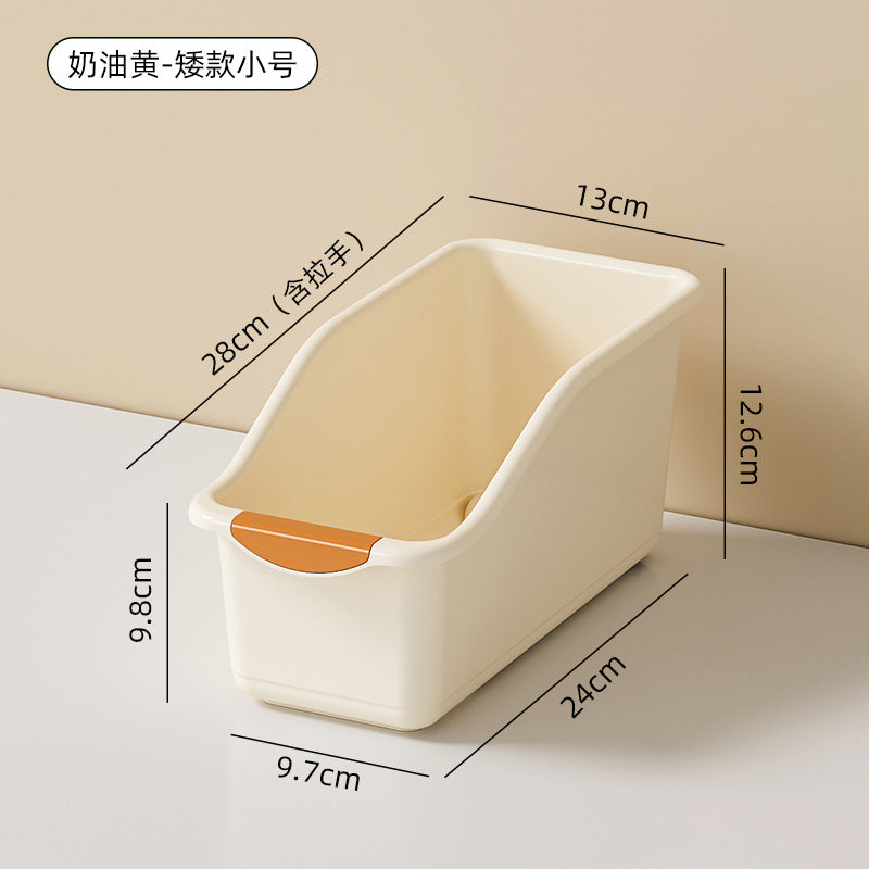 Household cabinet storage basket partition sundries storage box storage multi-functional oblique mouth ins pulley kitchen storage box