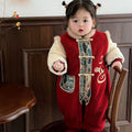 Winter toddler baby festive new year outfit - thickened onesie, warm fleece romper for chinese new year celebrations