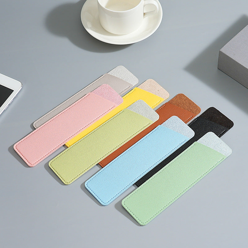 Spot retro PU pencil bag, simple literary storage bag, student stationery, pen case, single and double solid color protective case