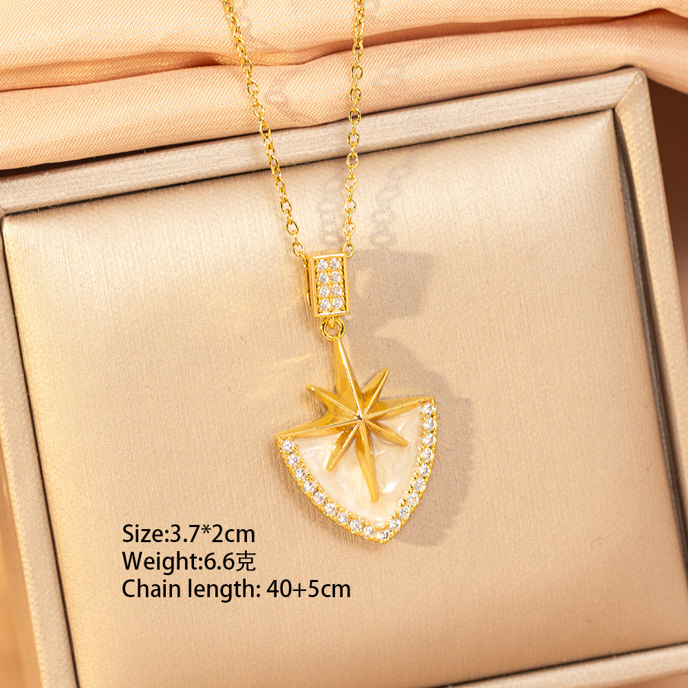 [titanium steel] fashion cross-border popular retro eight-pointed star necklace for women, high-end personalized and versatile sweater chain jewelry