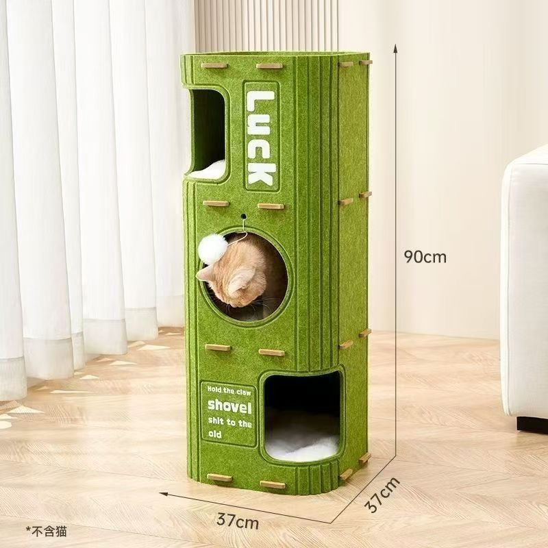 Accessible luxury multi-layer pet all year round drill hole all-in-one cat tree hole winter double-layer scratching board closed neutral cat house