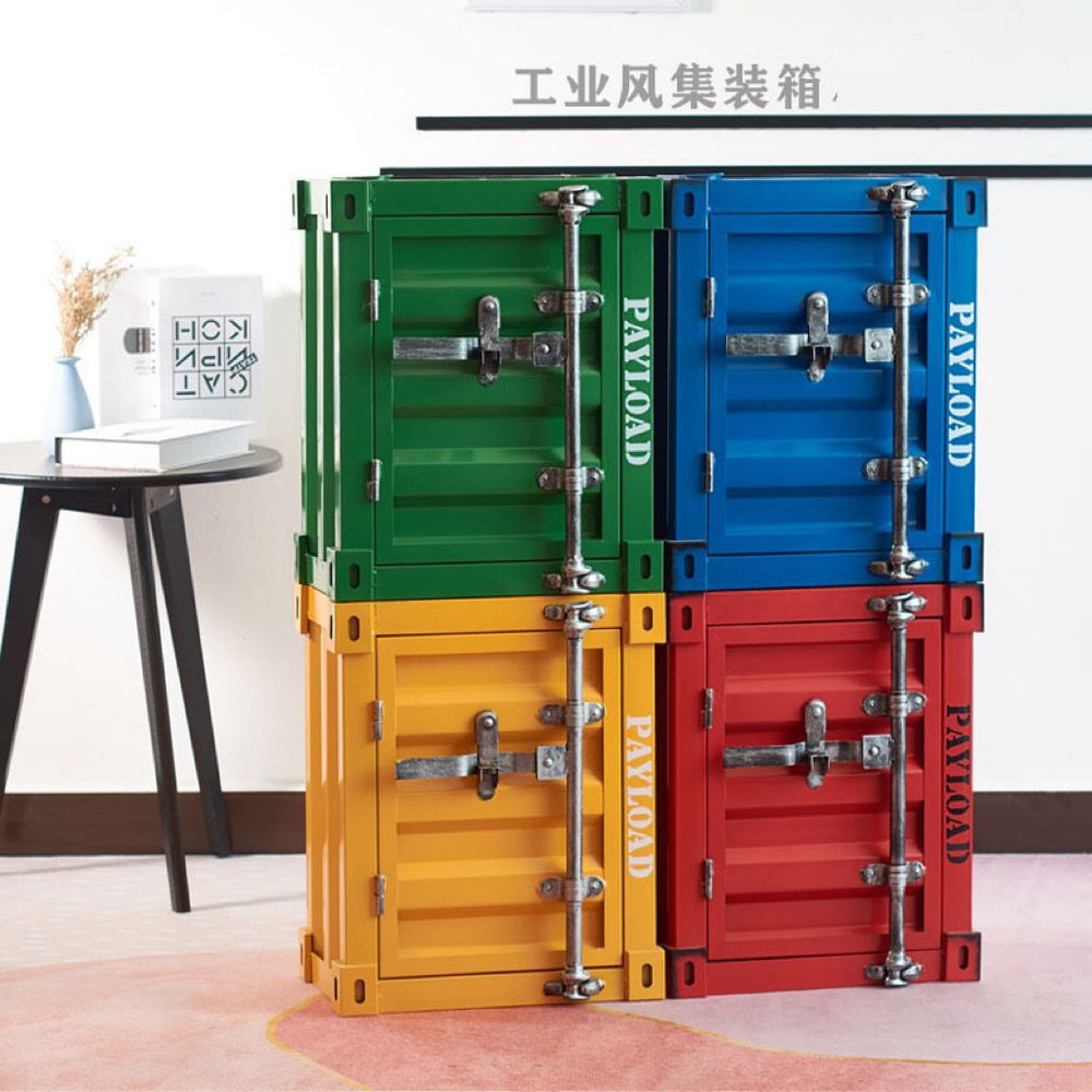Container industrial style bedside small cabinet iron bedside table creative office side cabinet storage cabinet bedroom storage cabinet