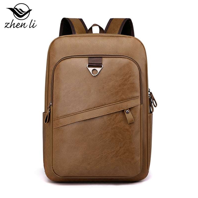 Cross-border wholesale backpack men's simple casual business laptop bag PU leather travel backpack