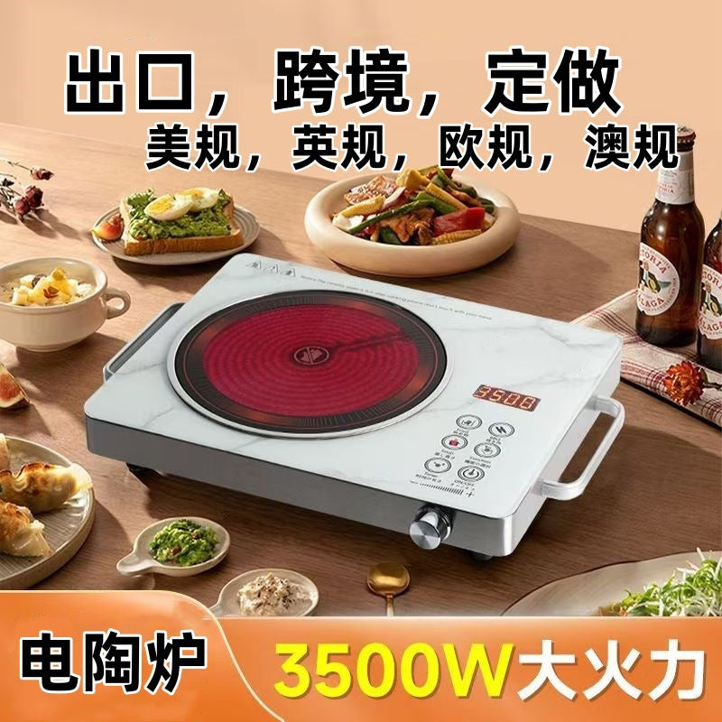 0v/220v european and american standard english export electric ceramic stove, high power, high temperature resistant black crystal plate