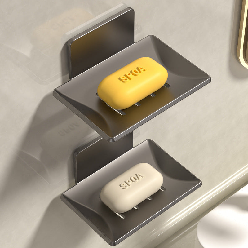 Gun gray bathroom soap box creative drain space aluminum non-punching soap dish bathroom rack wall mounted