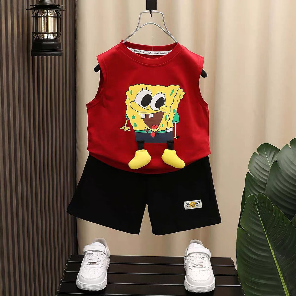 Boys' sleeveless outfit set - new summer collection: stylish sleeveless tank top and shorts set for toddlers and young boys