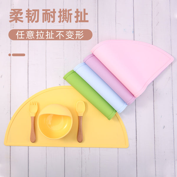 Macaron color silicone suction cup bowl baby bib grid tableware infant learning to eat bowl spoon tableware set