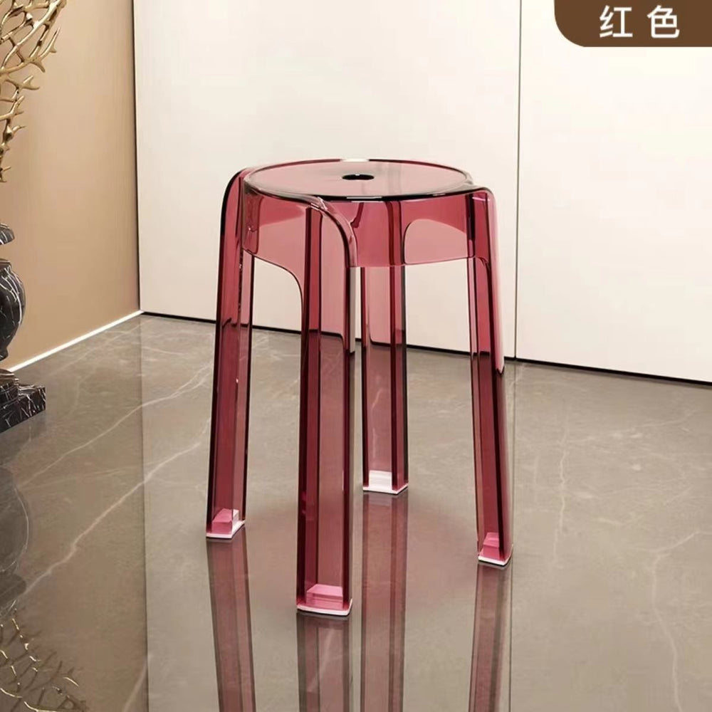 Minimalist chic stool - commercial grade, thickened, stackable, transparent round stool chair - acrylic chair, plastic stool for home use
