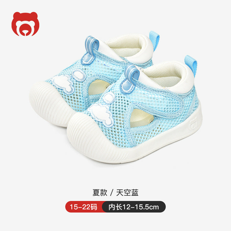 Baby sandals for boys, summer first walker shoes, 0-1-2 years old infant anti-slip soft sole mesh shoes for babies and toddlers, baby girl shoes