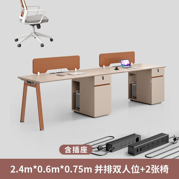 Saint li office desk and chair set - 4/6 seater minimalist modern office table with partition workstation computer desk