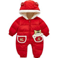 Newborn baby winter chinese style outfit - thickened new year's outfit for boys and girls - festive first birthday warm romper - trendy crawling suit