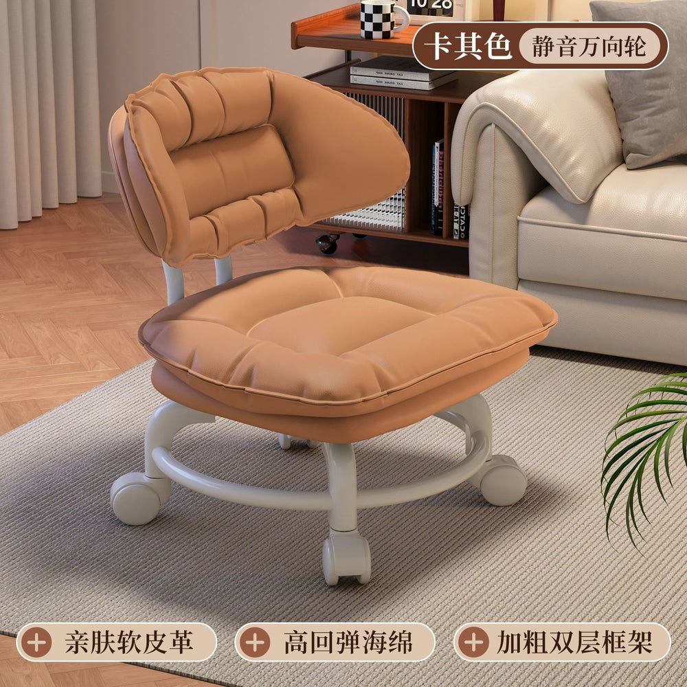 Small stool universal wheel small sofa chair soft package comfortable back chair lazy floor wiping multi-function pulley shoe changing stool