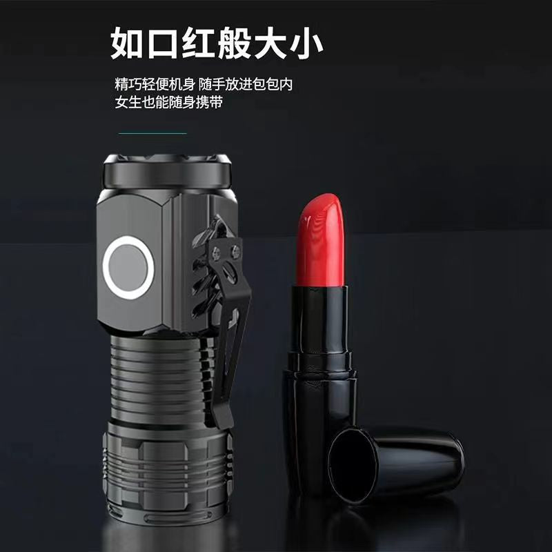 Three-eye small steel cannon flashlight, strong light, rechargeable, super bright, portable, outdoor lighting, long-distance shooting, home student dormitory light