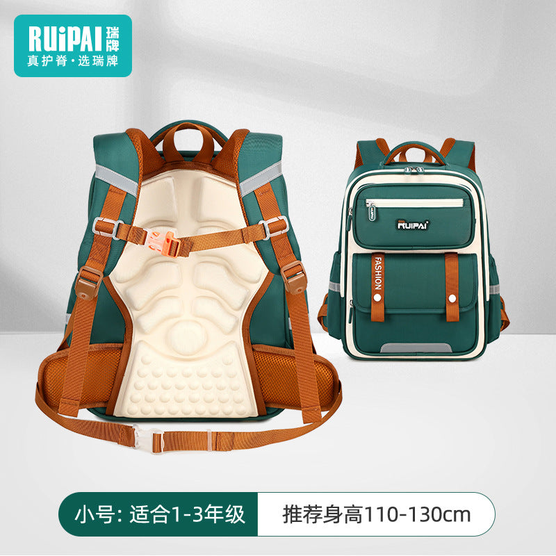 Ruipai primary school schoolbag boys and girls large-capacity multi-compartment waterproof and wear-resistant children's spine protection schoolbag manufacturer customization