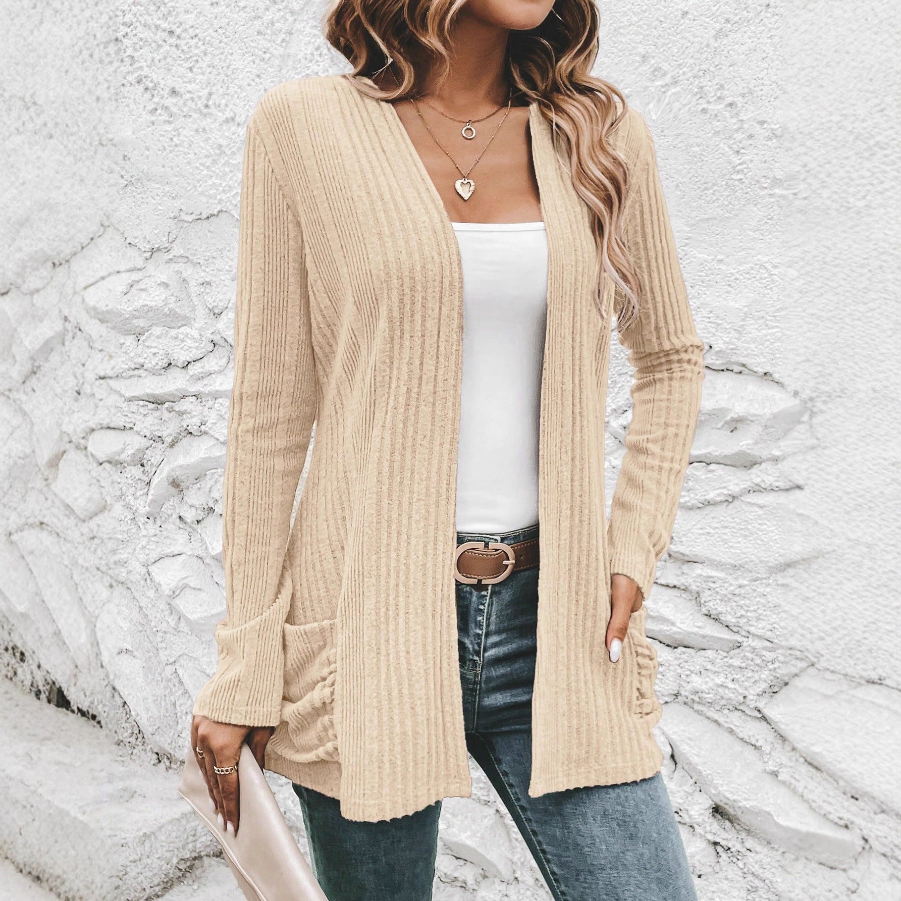 Real spot  1688 Alibaba   Shrimp Skin Independent Station knitted long coat