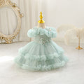 New in stock children's dress floral lace wedding dress princess dress baby girl first birthday dress kids dress