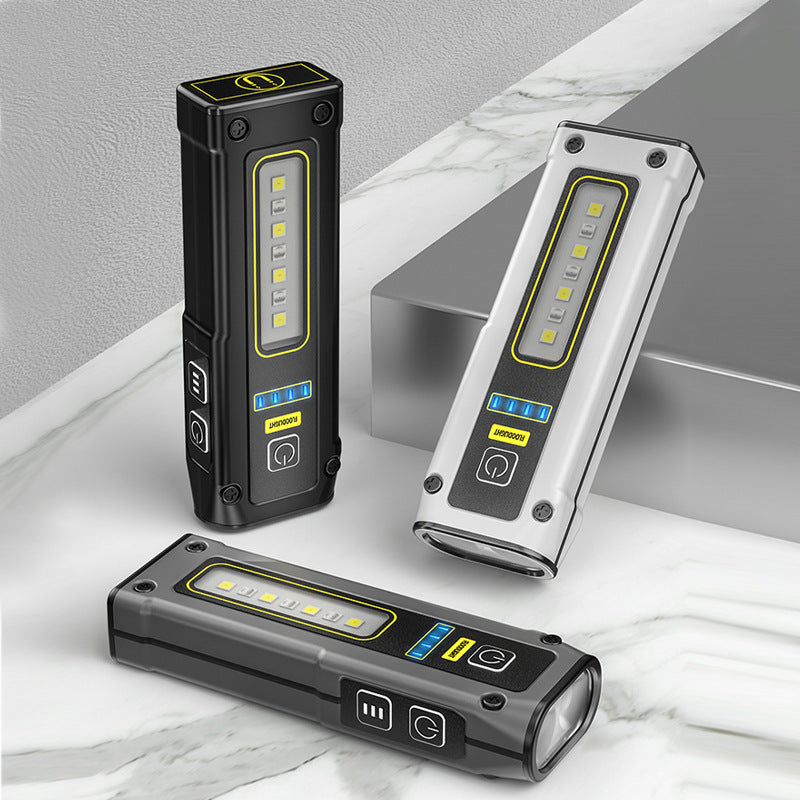 Cross-border new mini double-lamp flashlight Magnetic Type-C charging at the tail with side light Multifunctional flashlight