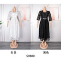 African clothing plus size women's lace rhinestone a-line dress  high waist evening gown dress with belt