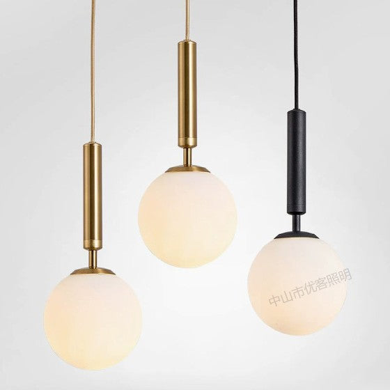 Nordic style chandelier bedroom advanced glass chandelier led ball light modern simple milk white ball glass lamp