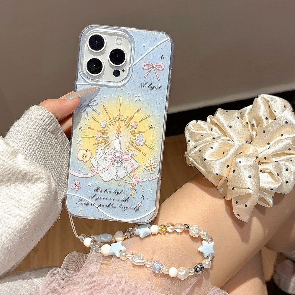 Small fresh suitable for apple 15promax gimbal candle imd mobile phone case iphone16 bracelet protective cover 14