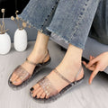 New two-wear crystal sandals women's flash diamond fashioncut out jelly shoes outwear non-slip soft bottom sandals beach shoes women