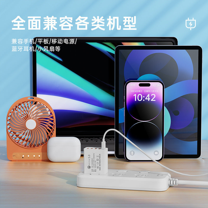 3c certified 5v/2a charger, compatible with android, huawei, and apple iphones. usb multi-port charging adapter, fast charging