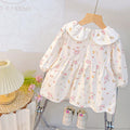 Sweet girls' dress: new autumn  collection - trendy cartoon graffiti faux two-piece dress, korean style fashion
