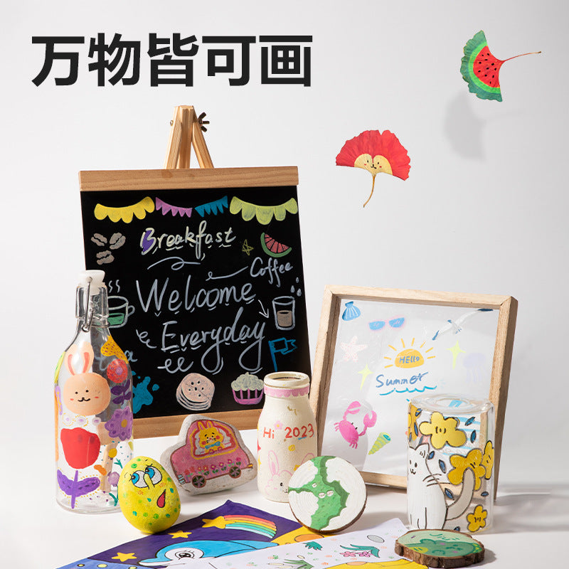 Deli 48-color washable acrylic marker triangle rod colorless stackable large-capacity marker acrylic