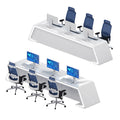Saint li's futuristic surveillance console, command center curved control desk, central control room monitoring station, and workstation