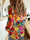 wholesale women's long-sleeved shirts, trendy all-season shirts with popular cross-border print designs, dropshipping available