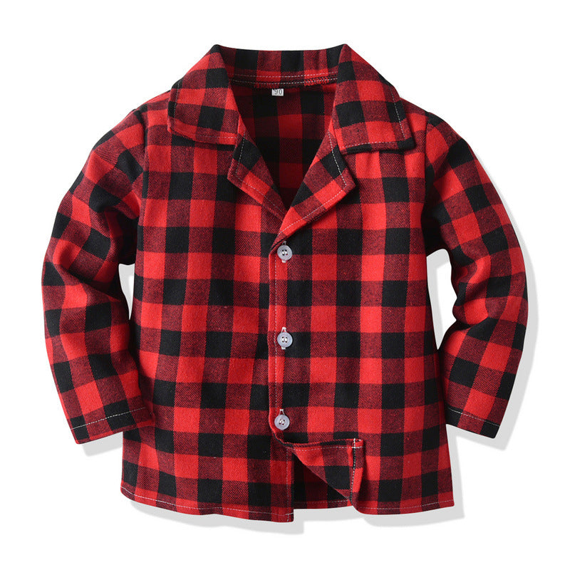 Kids' pajama set - plaid japanese style loungewear for boys and girls - spring/autumn comfortable underwear - children's sleepwear/home clothes