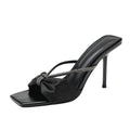 Purple satin rhinestone one-strap sandals women's 2024 summer new bow open-toe high heel slides