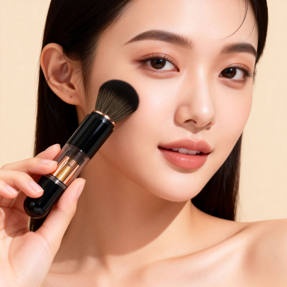 Six-in-one portable telescopic makeup brush, soft bristle blush, eye shadow brush, powder bottom brush, beauty tool, complete set of makeup brushes