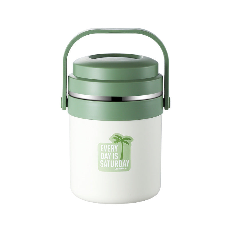 Stainless steel double-layer insulated lunch box, insulated lunch bucket, canteen food carrier, office worker meal delivery, multi-layer food container, gift