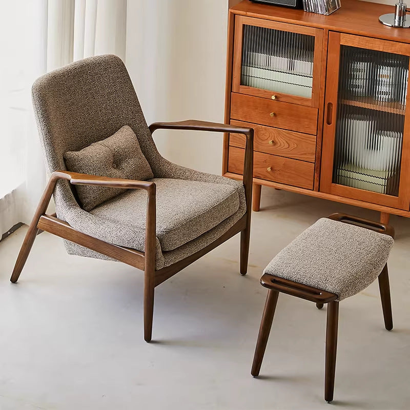 Scandinavian european casual solid wood sofa chair balcony living room lazy chair lounge chair casual chair footrest single sofa chair