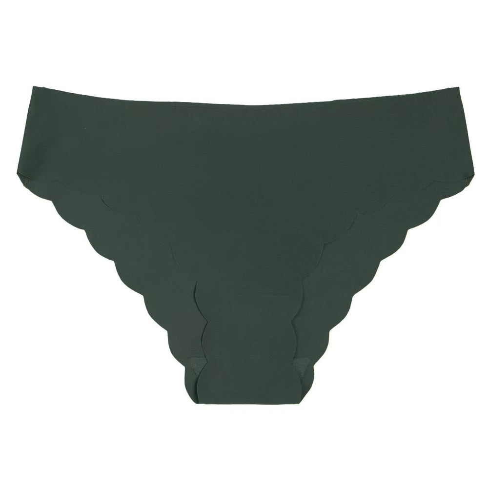 export plus size ice silk invisible women's seamless panties, wavy edge low-rise pure desire nylon briefs