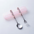 Pink cow fork and spoon