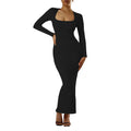 cross-border chic chanel-style square neck dress - autumn/winter slim-fit bodycon maxi dress for women