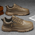 Men's spring new arrivals: men's athletic & casual sneakers - versatile, waterproof, non-slip black leather shoes - leather upper, work-ready trendy footwear