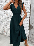 cross-border women's fashion elegant maxi dress -  beach vacation style cinched waist dress - spring/summer collection