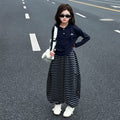 Girls' pants: new  striped lantern pants for girls - stylish autumn/winter wide-leg casual trousers for students
