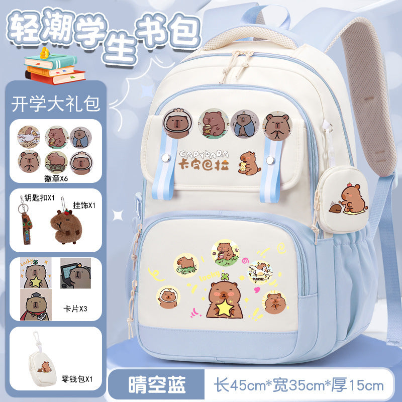 Kapibara schoolbag versatile large capacity lightweight 3-4-6 grade primary school students reduce the burden 2025 new backpack