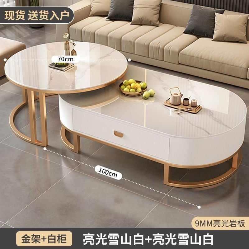Rock slab coffee table living room for homeaccessible luxury modern tea table new arrival oval classy small apartment coffee table