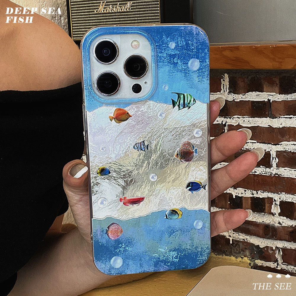 Deep sea fish phone case for apple 16 pro max, drop-proof iphone 17 protective cover, apple 17 cross-border