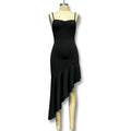 European and american  spring new sexy halter neck criss-cross back tie-up bodycon asymmetrical ruffle hem dress