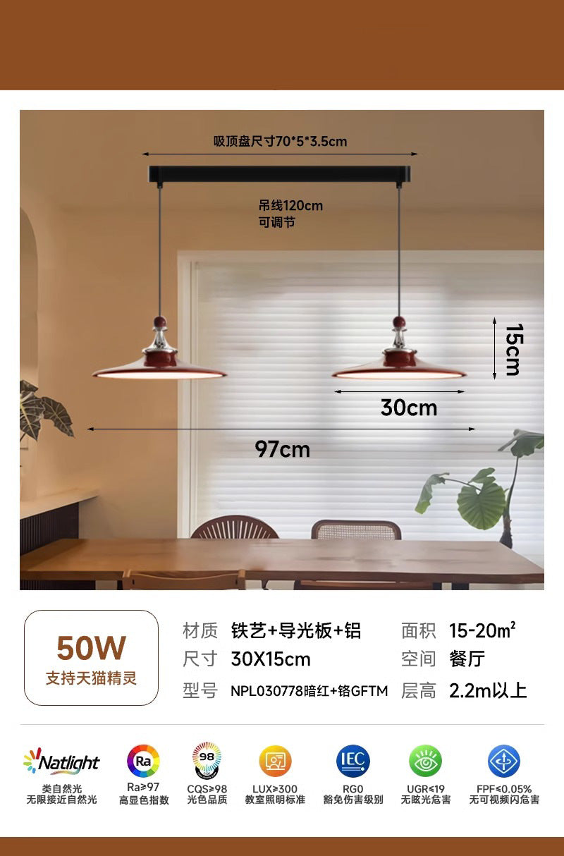 Medieval restaurant double-headed chandelier 2025 new French retro dining table lamp chess player round table lamp flying saucer lighting